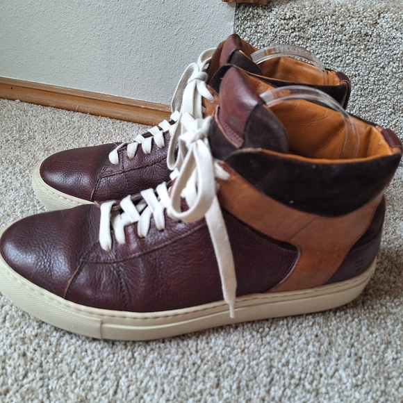 Frye Owen Mens Leather Two Tone Brown High Top Sneaker Size 8.5 - Picture 1 of 10